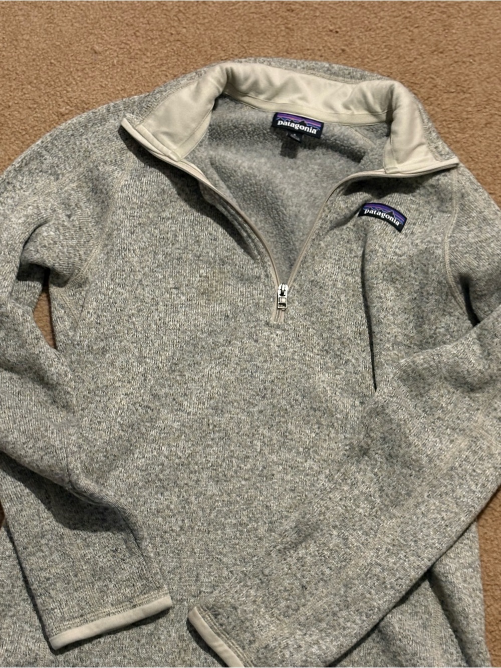 Patagonia kids Light Gray Quarter-Zip Sweater